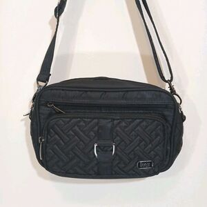 Lug Carousel Crossbody Bag Black Quilted Convertible Belt Bag RFID Travel Purse